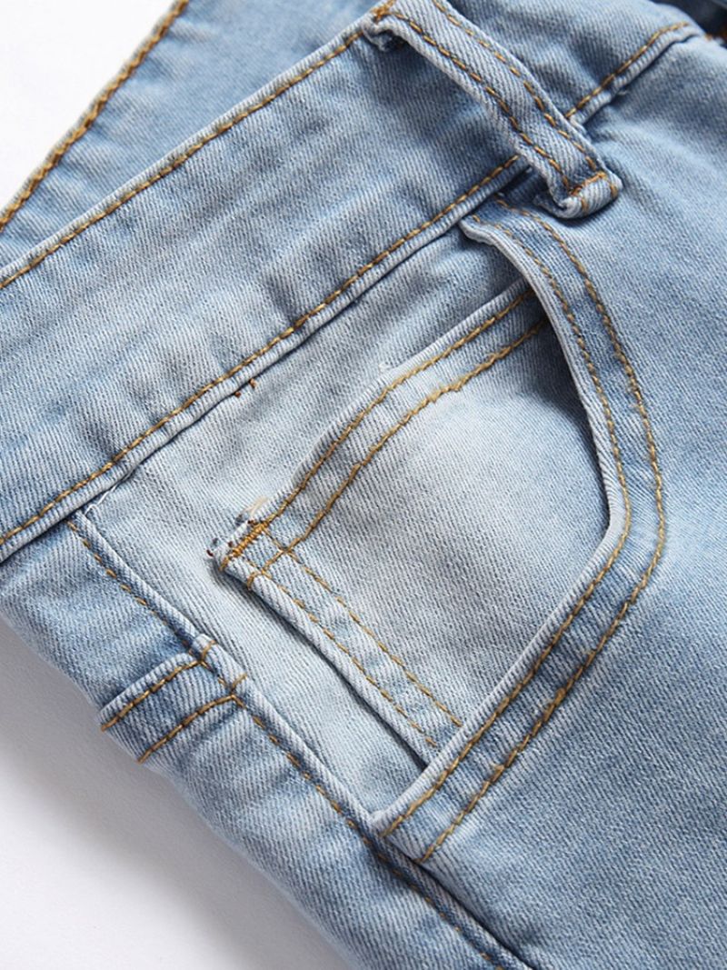 Pocket Pencil Pants Mid Waist Lynlås Mænds Jeans