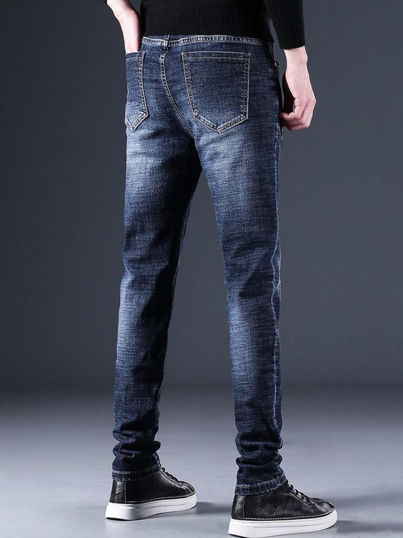 Pocket Straight European Mid Waist Jeans