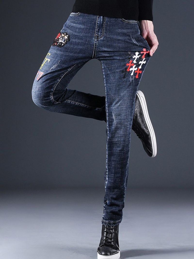 Pocket Straight European Mid Waist Jeans