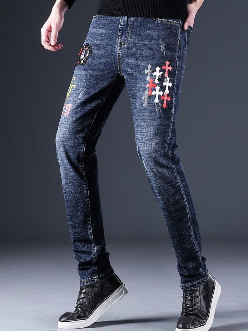 Pocket Straight European Mid Waist Jeans