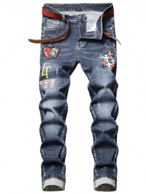 Print Lige Midtalje Casual Jeans