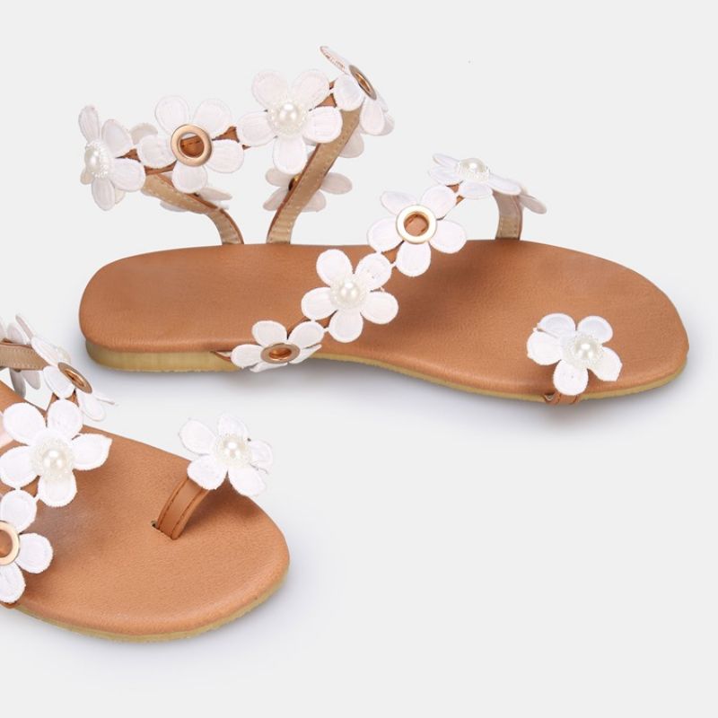 Blomstret Tåring Slip-On Flade Sandaler Til Kvinder