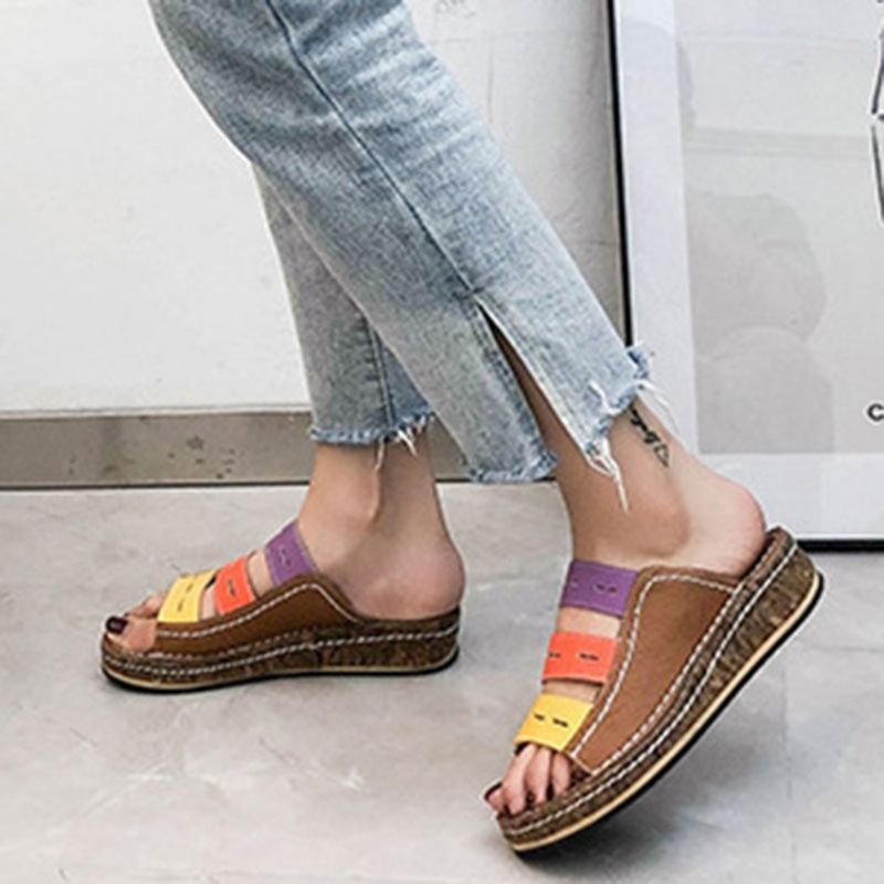 Hule Flip Flop Slip-On Color Block Hjemmesko