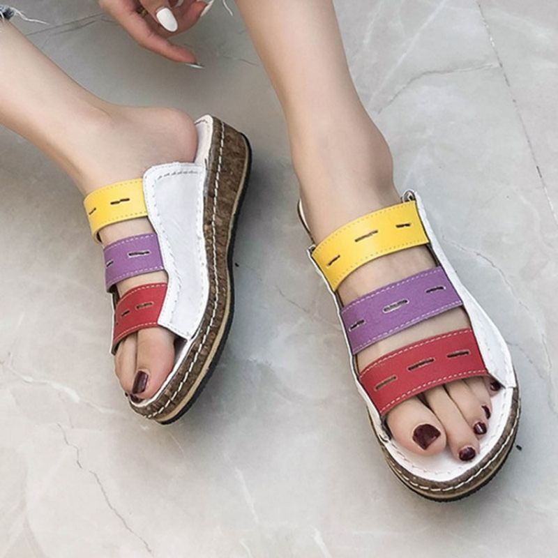 Hule Flip Flop Slip-On Color Block Hjemmesko