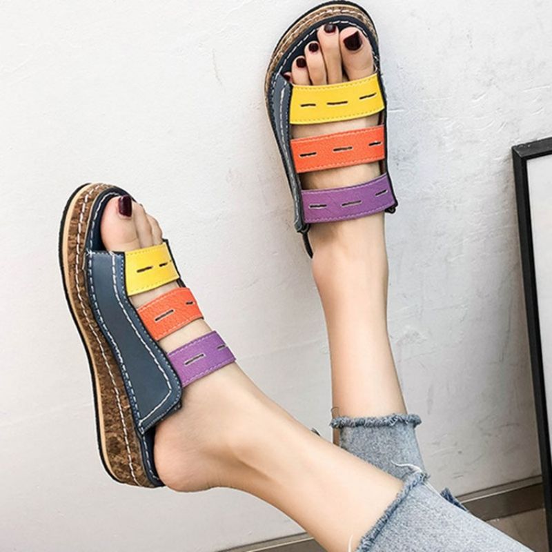 Hule Flip Flop Slip-On Color Block Hjemmesko