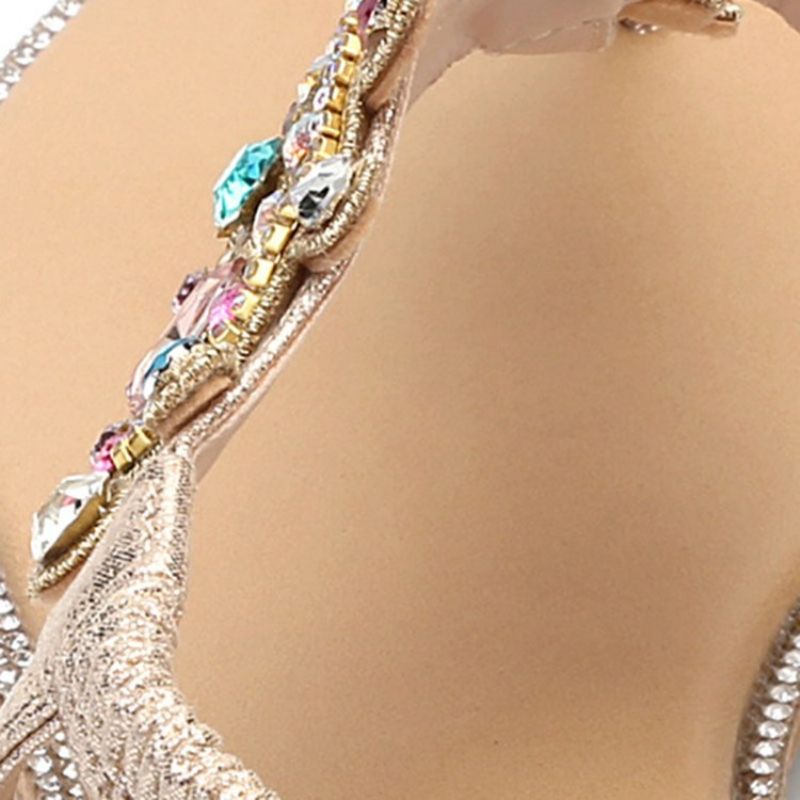 Rhinestone Thong Elastic Band Kvinders Flade Sandaler