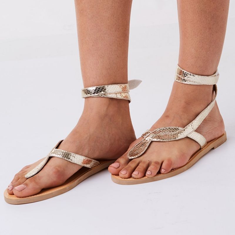 Snake Shape Cross Strap Thong Flade Sandaler