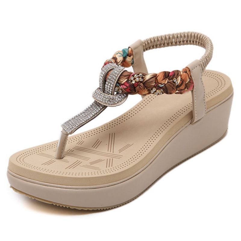 Thong Kilehæl Slip-On Rhinestone Sandaler