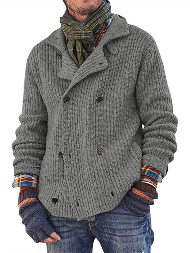 Almindelig Knap Revers Casual Mænds Dobbeltradet Sweater