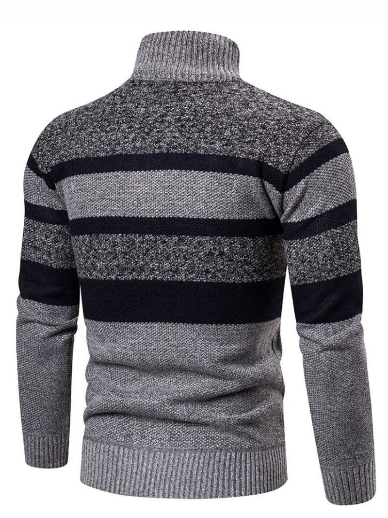 Color Block Stand Collar Standard European Vinter Sweater