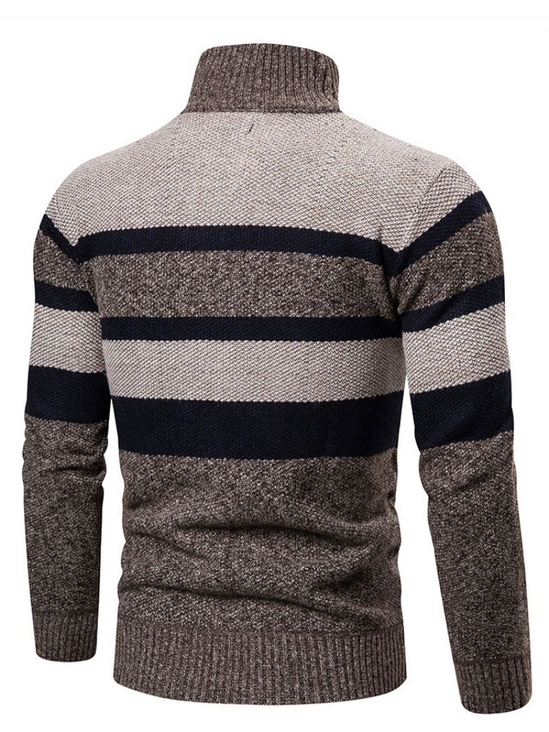 Color Block Stand Collar Standard European Vinter Sweater