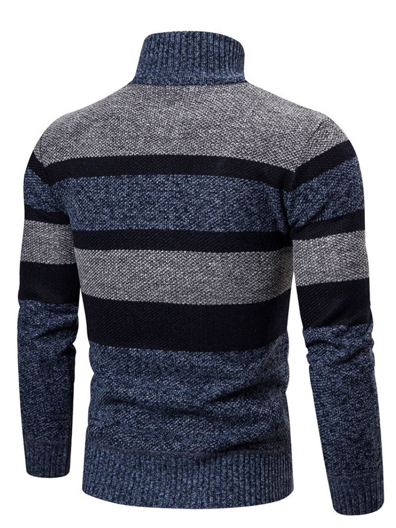 Color Block Stand Collar Standard European Vinter Sweater