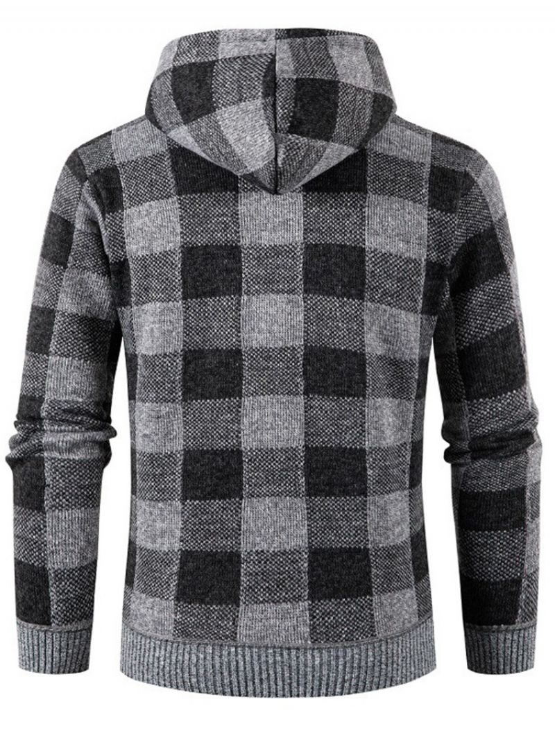 Hætte Standard Plaid Lynlås Slim Sweater