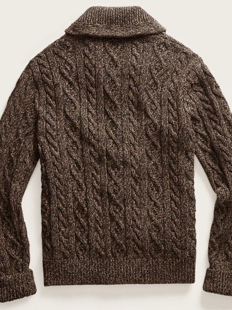 Lapel Pocket Standard Fall Casual Sweater