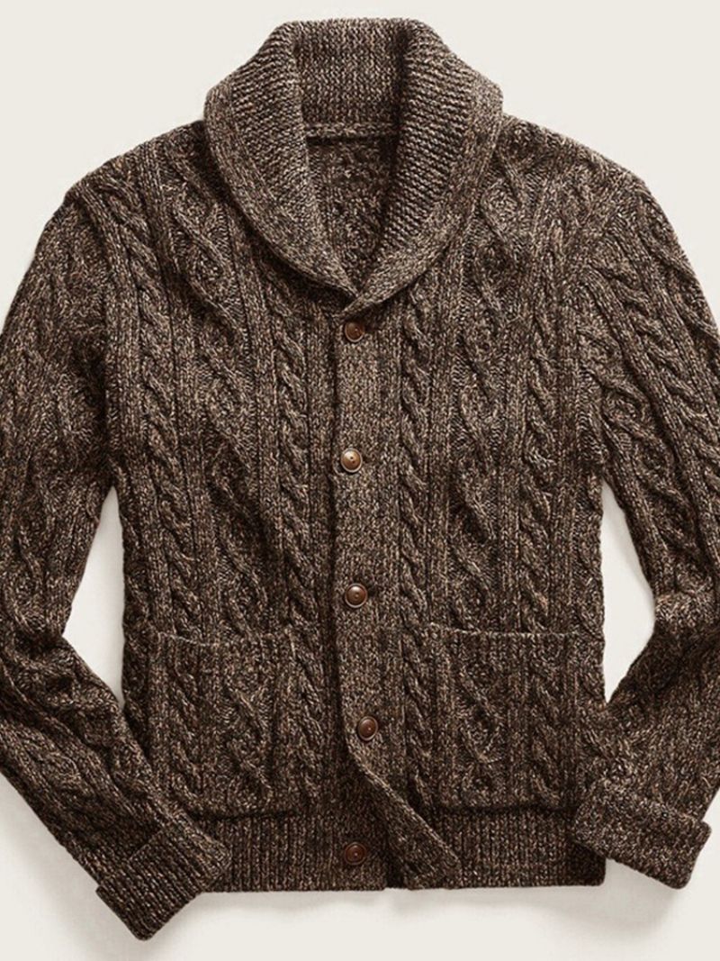 Lapel Pocket Standard Fall Casual Sweater