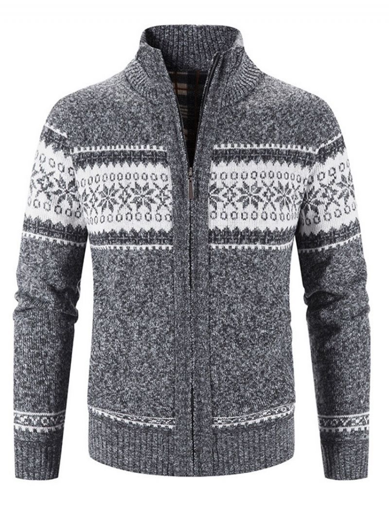 Lynlås Farve Blok Stand Krave Lynlås Herre Casual Sweater