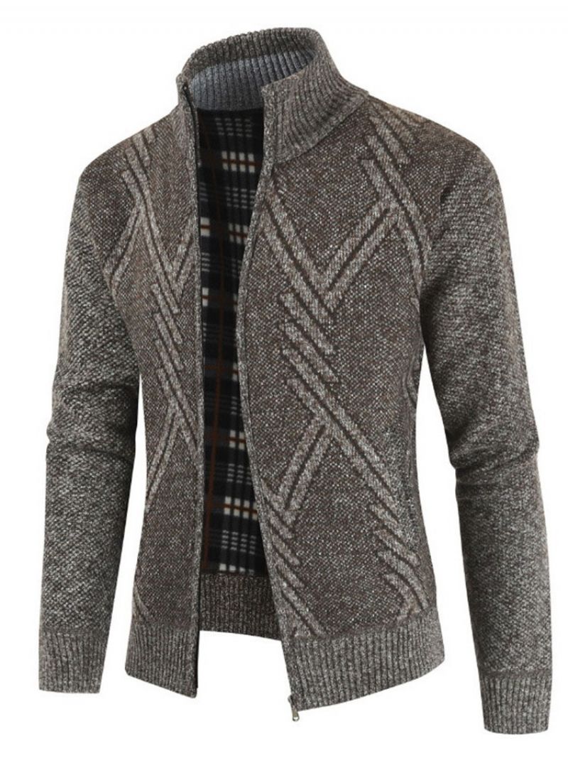 Mænds Frakkestativ Krave Patchwork Standard Slim Casual Sweater