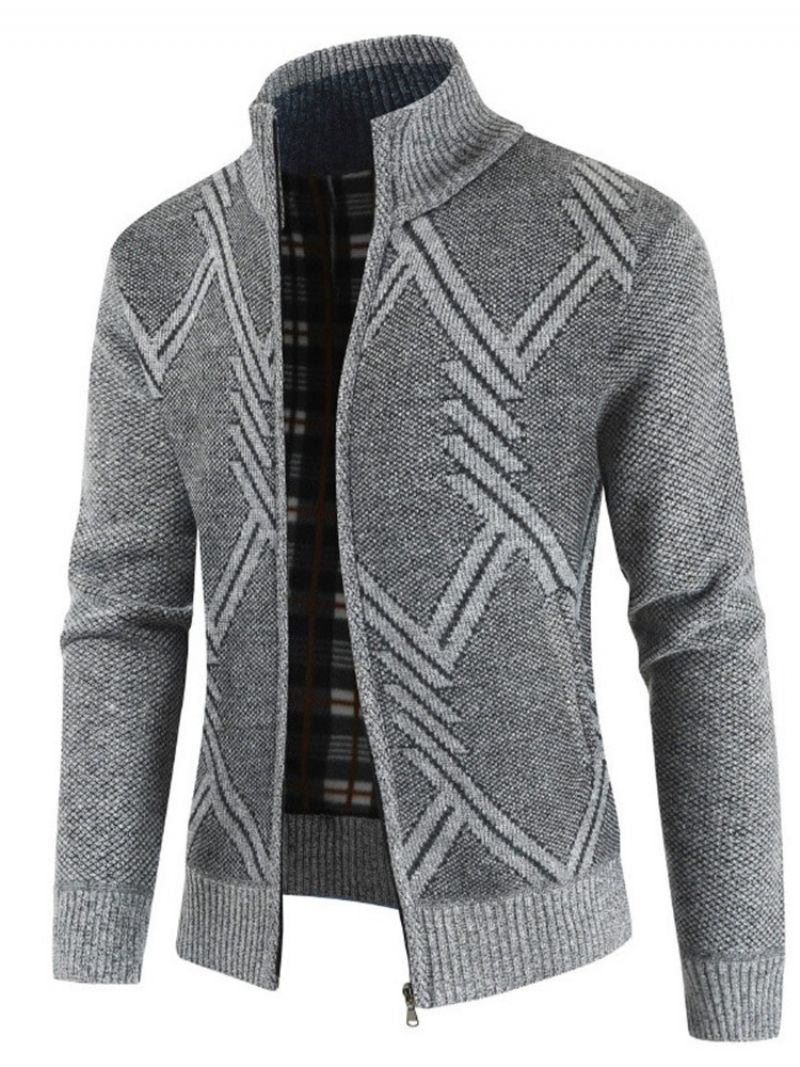 Mænds Frakkestativ Krave Patchwork Standard Slim Casual Sweater