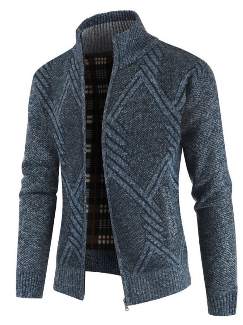 Mænds Frakkestativ Krave Patchwork Standard Slim Casual Sweater