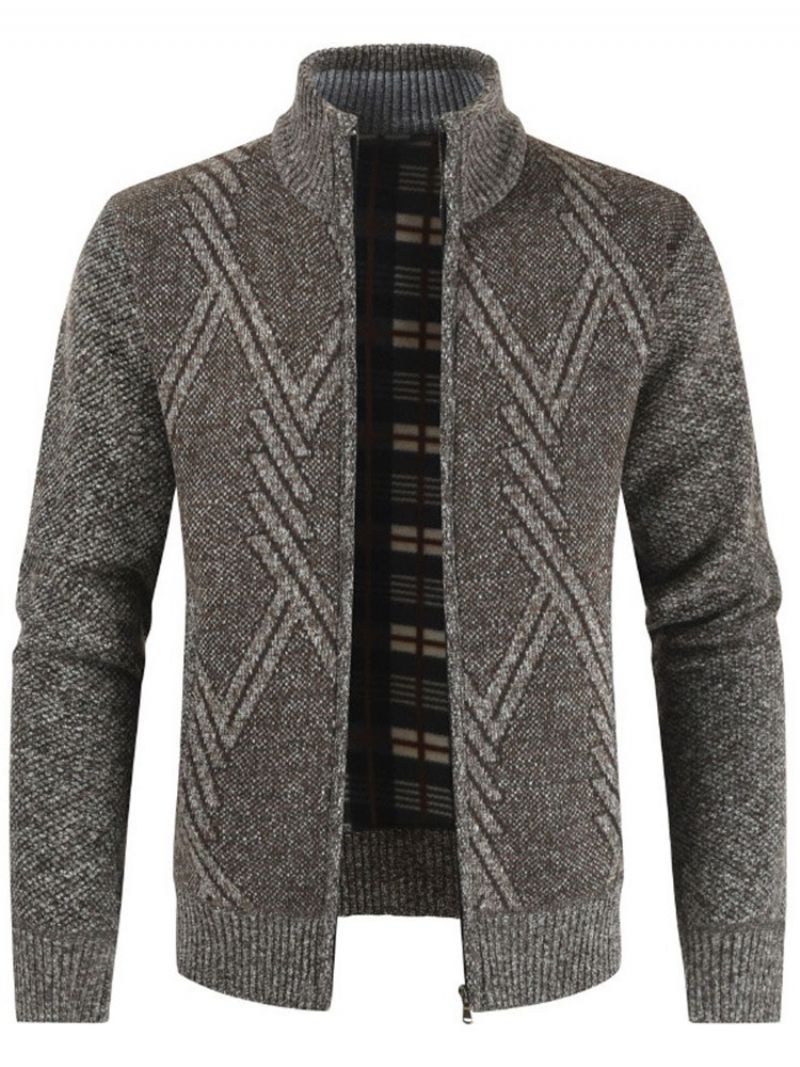 Mænds Frakkestativ Krave Patchwork Standard Slim Casual Sweater