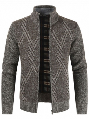 Mænds Frakkestativ Krave Patchwork Standard Slim Casual Sweater