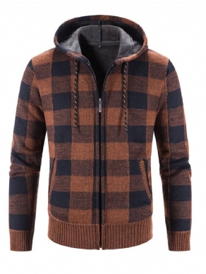 Plaid Standard Hætte Casual Slim Sweater