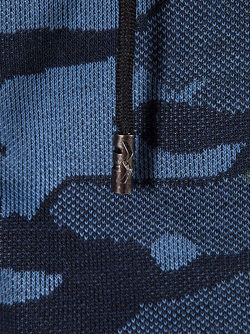 Pocket Camouflage Hætte Lynlås Mode Mænds Sweater