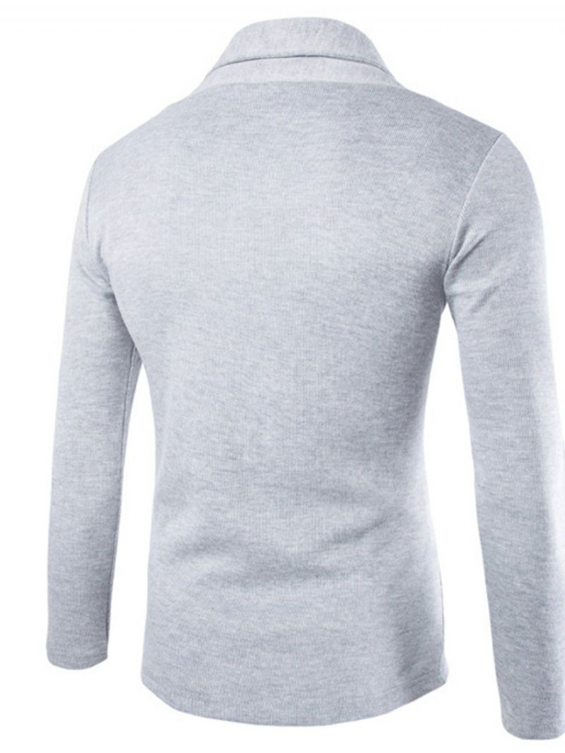 Revers Standard Plain Casual Efterår Slim Sweater