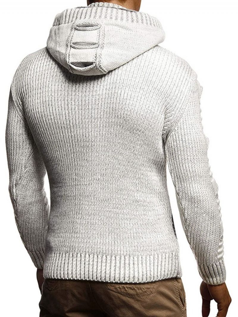 Standard Europæisk Slim Sweater Med Knap Og Hætte