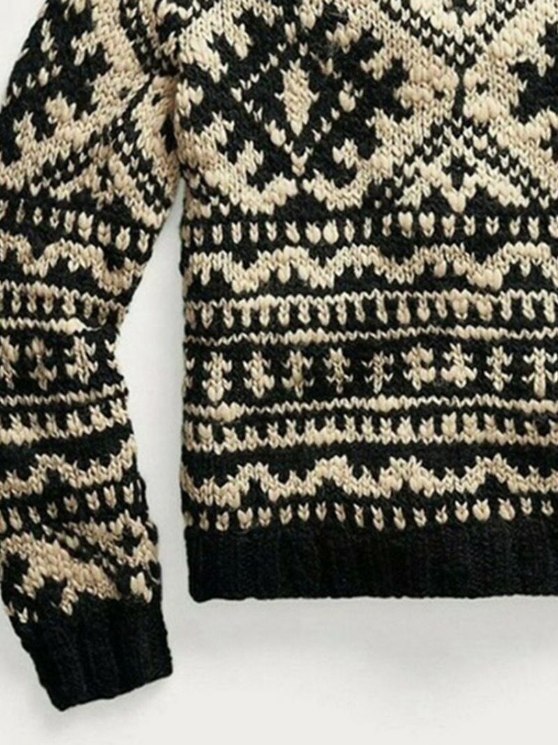 Standard Farve Blok Lynlås Casual Mænds Sweater