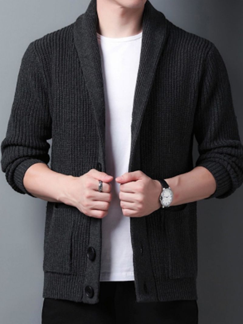 Standard Lapel Plain Slim Fall Casual Sweater