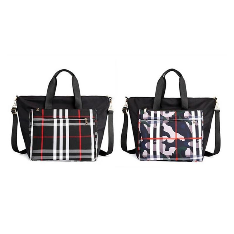 Pu Patchwork Plaid Grid Skuldertaske