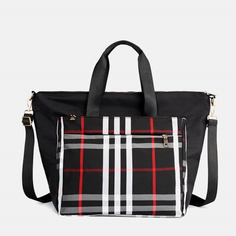 Pu Patchwork Plaid Grid Skuldertaske