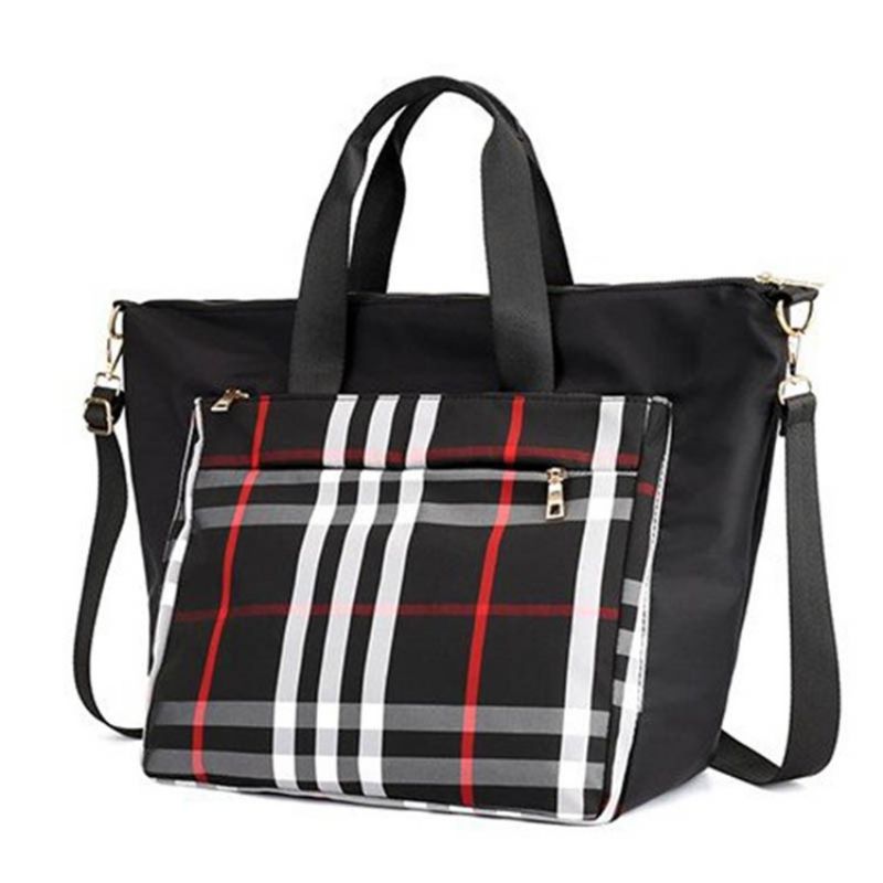 Pu Patchwork Plaid Grid Skuldertaske