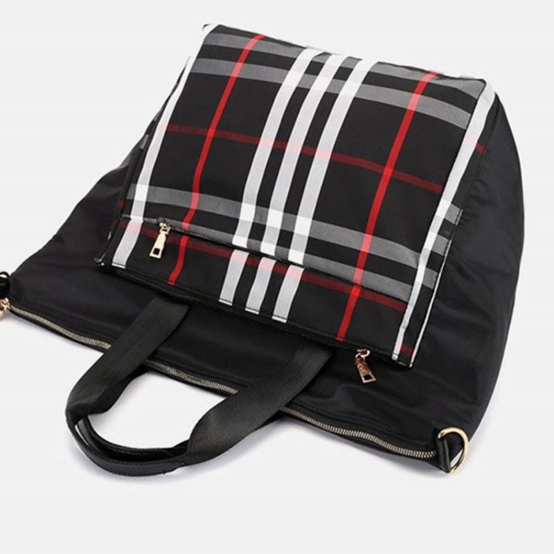 Pu Patchwork Plaid Grid Skuldertaske