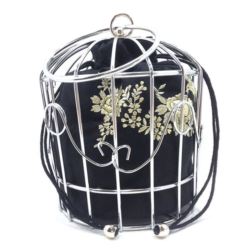 Vogue Metal Cage Broderi Crossbody-Taske