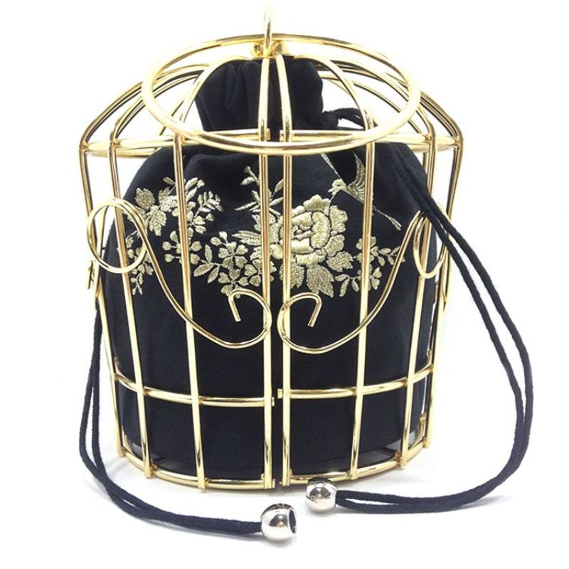 Vogue Metal Cage Broderi Crossbody-Taske