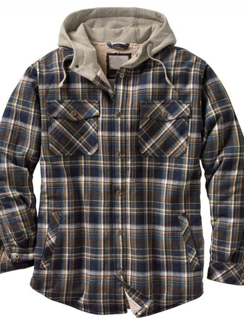 Fleece Plaid Patchwork Vinter Casual Jakke