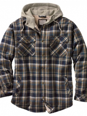 Fleece Plaid Patchwork Vinter Casual Jakke