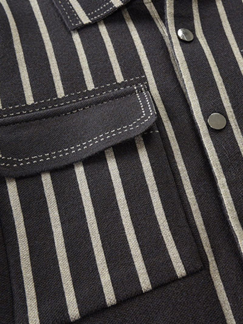 Stripe Revers Lomme Mode Slim Jakke