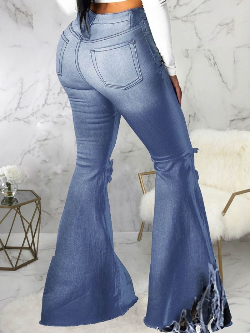 Almindelig Bellbottoms Hul Kvinders Slim Mid Waist Jeans