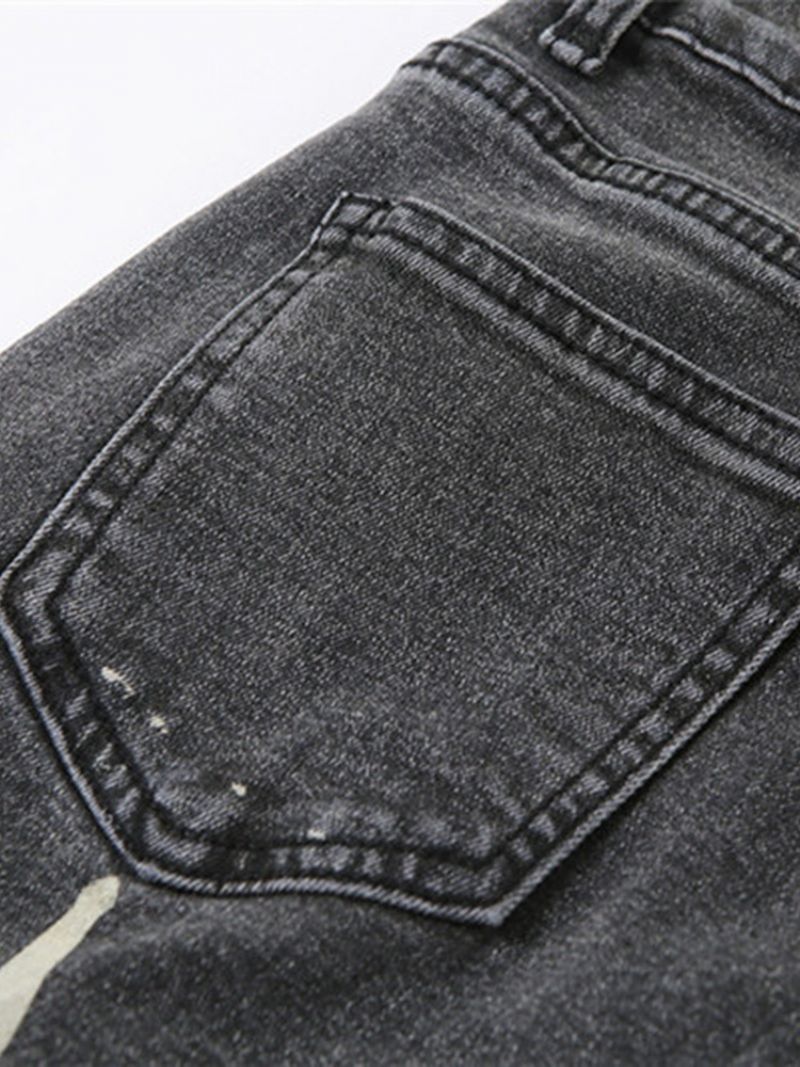 Bellbottoms Almindelig Lynlås Højtaljede Slanke Jeans