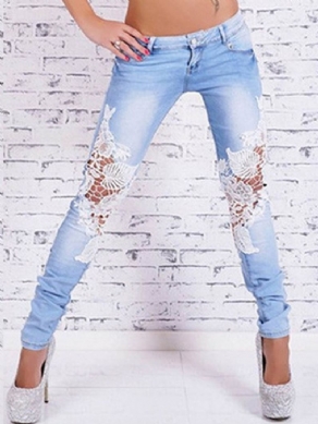 Lavtaljede Patchwork Damejeans