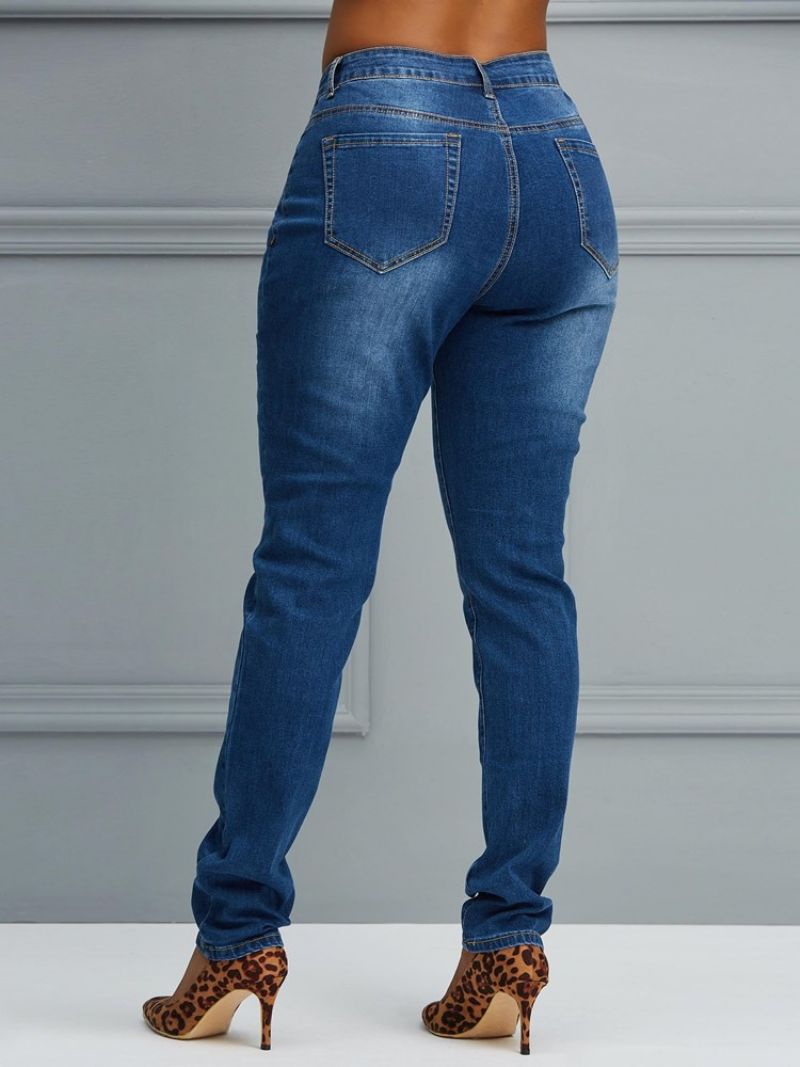 Skinny Almindelige Damejeans Med Knap