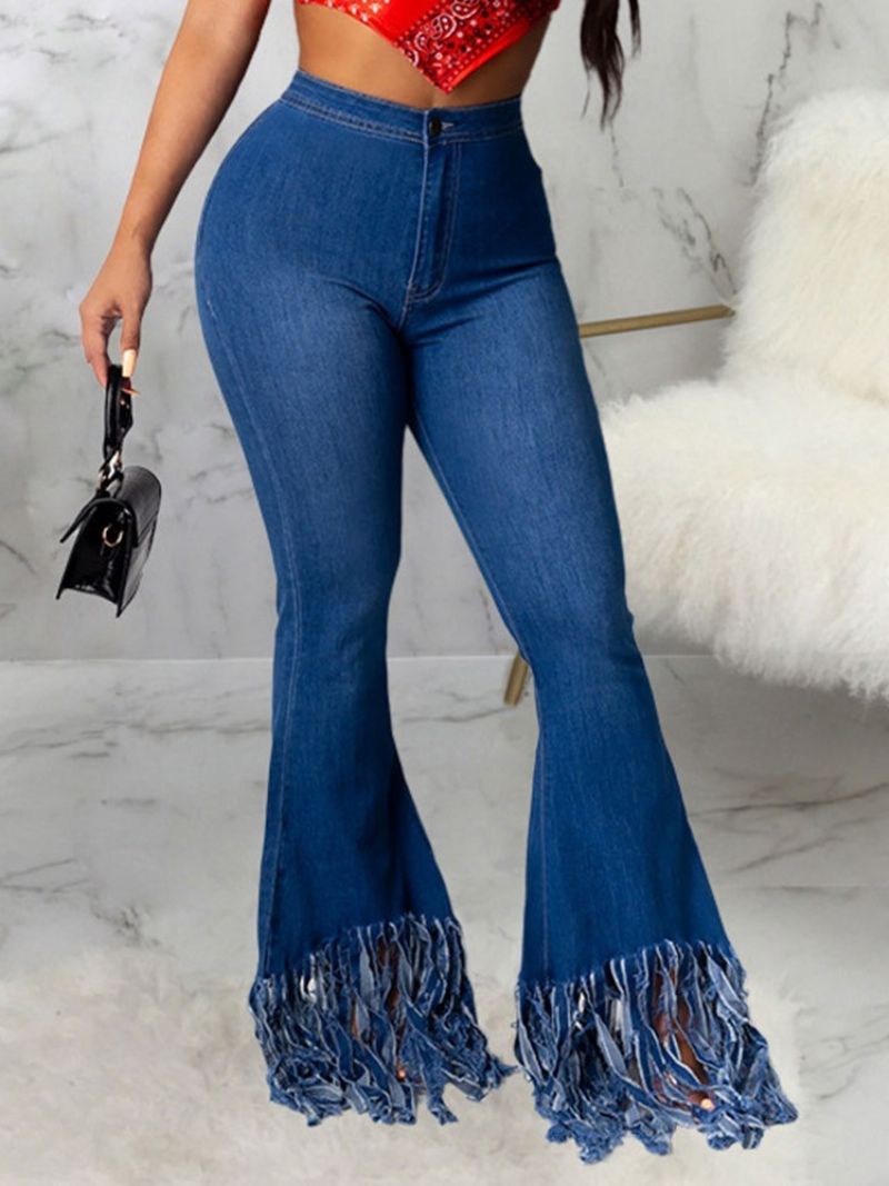 Tassel Bellbottoms Slim Jeans Med Almindelig Lynlås