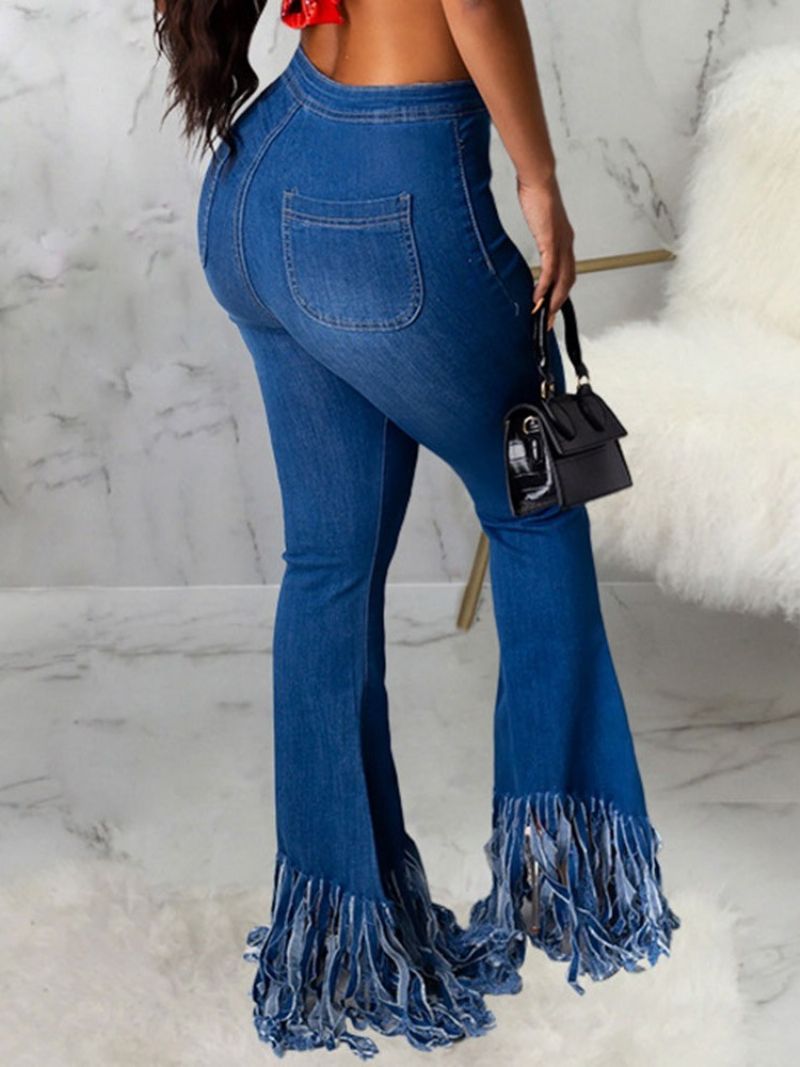 Tassel Bellbottoms Slim Jeans Med Almindelig Lynlås