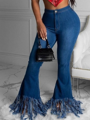 Tassel Bellbottoms Slim Jeans Med Almindelig Lynlås