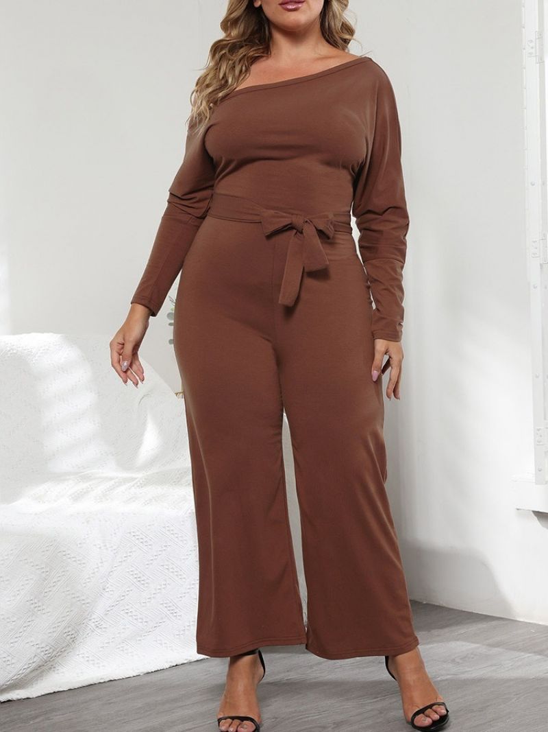 Almindelig Asymmetrisk Dame Fuld Længde Slim Straight Jumpsuit Plus Størrelse