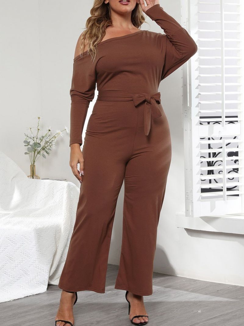 Almindelig Asymmetrisk Dame Fuld Længde Slim Straight Jumpsuit Plus Størrelse