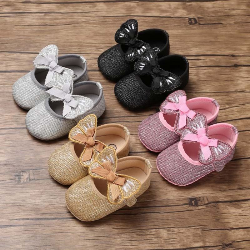 Sequin Bowknot Velcro Toddler Sko